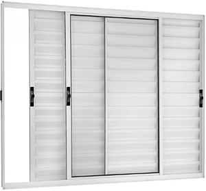 Janela Veneziana 3 Folhas Móveis Sem Grade Alumínio Branco - SPJ Modular Plus