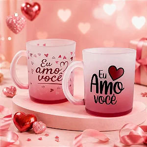Caneca de Vidro Fosco 320ml Amo Você