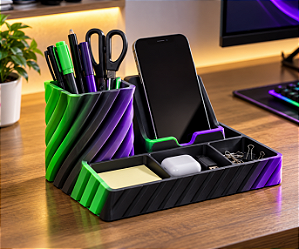 Organizador de Mesa MZT 3D Multiuso com Suporte para Celular