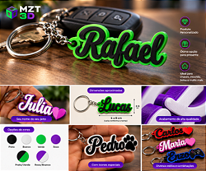 Chaveiro 3D Personalizado com Nome – MZT 3D