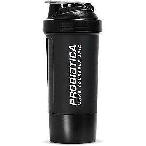 Coqueteleira Premium - 2 Compartimentos - Preto - Probiótica - 700ml