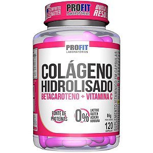 Colágeno Hidrolisado (Betacaroteno + Vitamina C) - 120 Cápsulas - Profit Labs