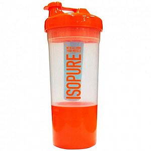 Coqueteleira Térmica 2 Compartimentos - Laranja - Isopure - 400ml