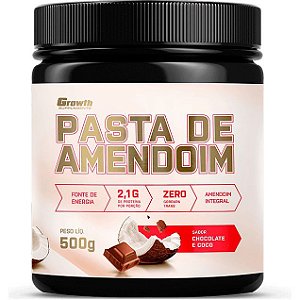 Pasta de Amendoim Integral (Sabor Chocolate e Coco) - 500g - Growth Supplements