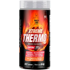 Xtreme Thermo (Cafeína + Beta-Alanina + Taurina + Tirosina + Cromo) - 60 Tabletes Mastigáveis - Health Labs