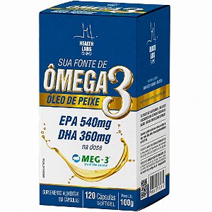 Ômega 3 (1000mg em 3 Cápsulas) - (MEG-3) - 120 Cápsulas - Health Labs