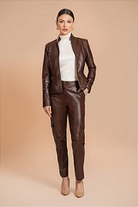 Calça Cargo em Couro Pelica