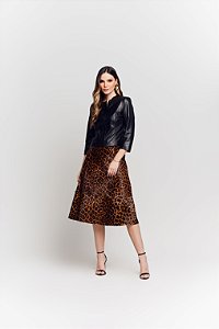 Saia Camini Couro Animal Print