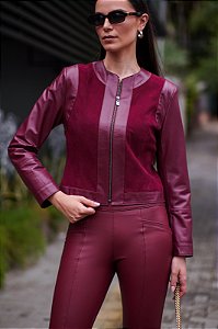 Calça de couro e malha Flare Nina