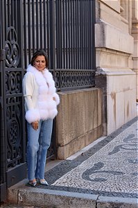 Casaco tricot com pele natural