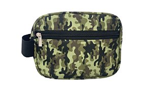 Necessaire mini dupla camuflado verde alça preto