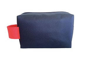 Necessaire Quadradinha azul com Pink