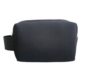 Necessaire Quadradinha neoprene preto alça preta