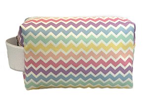 Necessaire Quadradinha Zigzag alça branca