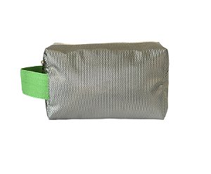 Necessaire Quadradinha ouro alça verde