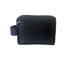 Necessaire Rafa neoprene preto alça azul marinho