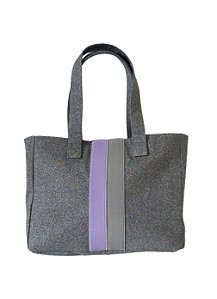 Bolsa Paris prata brilho faixa lilás e cinza