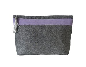 Necessaire Bahia prata brilho faixa lilás