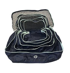 Kit nylon azul marinho com verde água