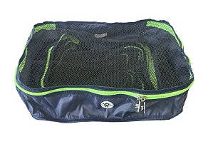Kit nylon azul marinho com verde neon