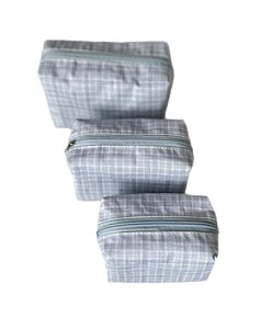 Trio Quadradinhas xadrez azul