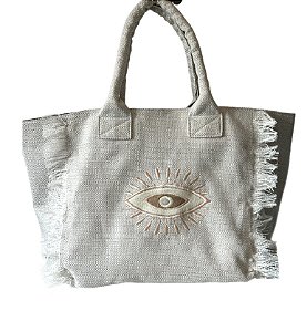 Bolsa franjas offwhite olho grego