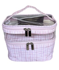 Frasqueira dupla xadrez rosa