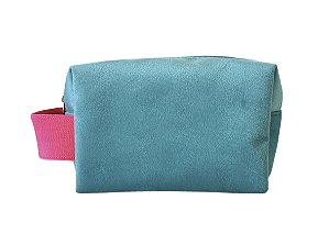 Necessaire Quadradinha ACQUA turquesa alça pink