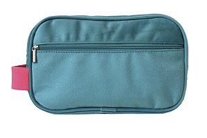 Necessaire Dupla Acqua turquesa alça pink