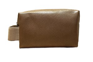 Necessaire Quadradinha caramelo alça nude