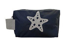 Necessaire Quadradinha nylon azul estrela