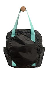 Bolsa beach tennis preto alça turquesa