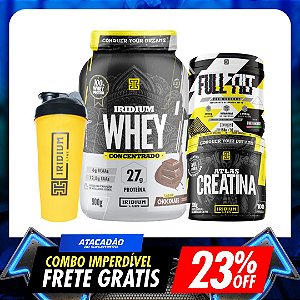 COMBO IRIDIUM: WHEY CONCENTRADO + CREATINA +PRÉ TREINO + BRINDE