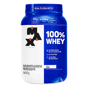 100% WHEY MAX TITANIUM LEITE PT 900G