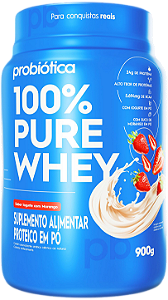 100% PURE WHEY PROBIOTICA IOGURTE/MORANGO PT 900G