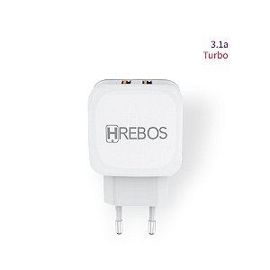 Carregador Dual Usb - Branco Turbo 3.1a