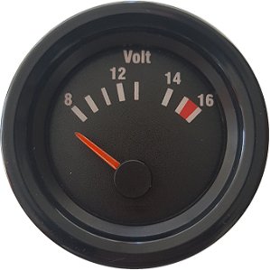 Voltímetro 52 mm - Preto - 12V - Náutico