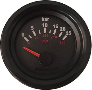 Indicador de Pressão do Reversor 0-25 bar / Preto - 24V Náutico