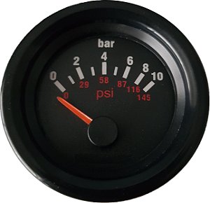 Indicador de Pressão do óleo 0-10 bar / Preto - 24V Náutico