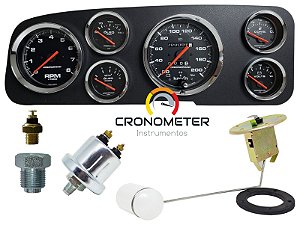 Painel Fusca Itamar / Fafá 200km/h Cronomac Completo COM Sensores e Boia de Braço - Cromado Preto