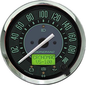 Velocímetro 200km/h ø100mm Eletrônico com Sinaleira Fusca Verde| Cronomac