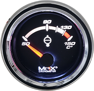 Temperatura Motor 150ºC 12volts ø52mm Cromado/Preto | Extreme MaxCronometer