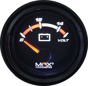 Voltímetro 12volts ø52mm Preto | Extreme MaxCronometer