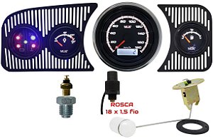 Painel Fusca - Velocímetro 180km/h / Ind. Combustível e Boia de Braço / Term. Óleo com sensor / Sinaleira - Preto | Extreme MaxCronometer