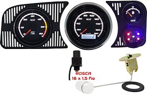 Painel Fusca - Velocímetro 180km/h / Ind. Combustível e Boia de Braço / Sinaleira / Contagiro RPM - Preto | Extreme MaxCronometer