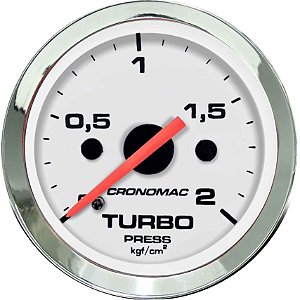 Manômetro Turbo 2KGF/CM² ø52mm Cromado/Branco | Cronomac