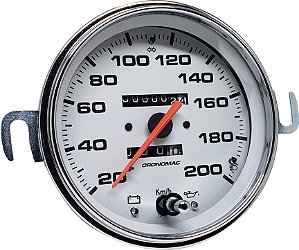Velocimetro Fusca 110mm 2 Odometros e Sinaleira Original Cronomac 200km/h Fundo Branco