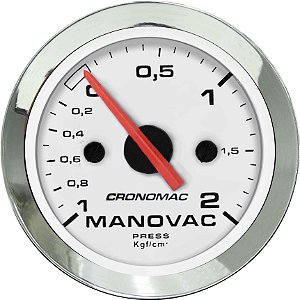 SALDO - ManoVacuômetro para Carros com Turbo Original ou Compressor ø60mm Cromado/Branco Cronomac
