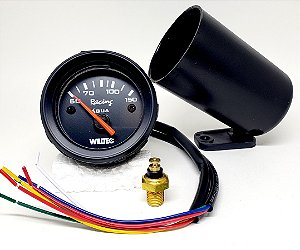 SALDO - Termômetro ø60mm 12V com Sensor 10mm e Copo Plástico | Willtec - PODE ADAPTAR EM QUALQUER VEÍCULO