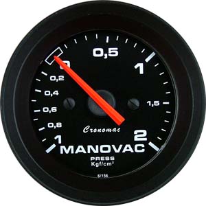 SALDO - ManoVacuômetro para Carros com Turbo Original ou Compressor ø52mm Street/Preto Cronomac